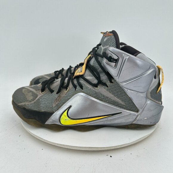 Nike 12 Flight Lebron James Men Size 11.5 684593 080  Wolf Grey Yellow Shoes - Picture 1 of 11